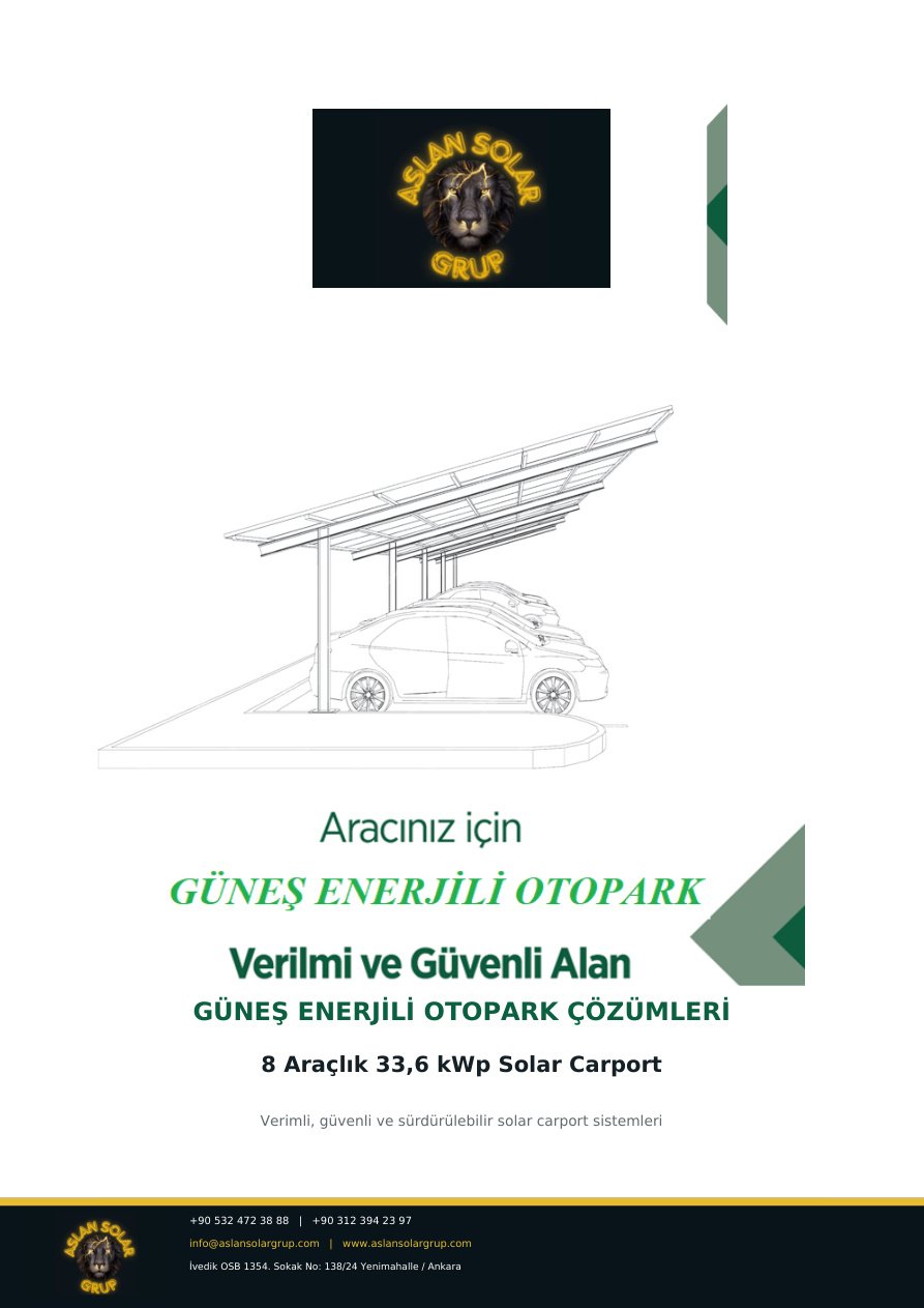 8 Araçlık 33,6 kWp Solar Carport